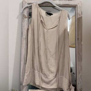 Neutral Beaded Sleeveless Tunic